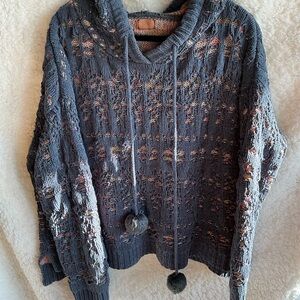 POL Charcoal Knit Sweater with Pom-Poms